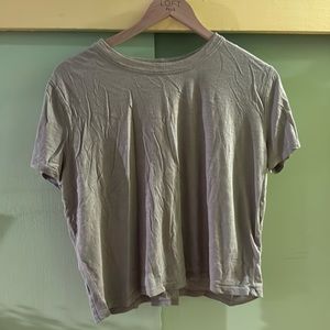 Loft, olive green cropped T — L